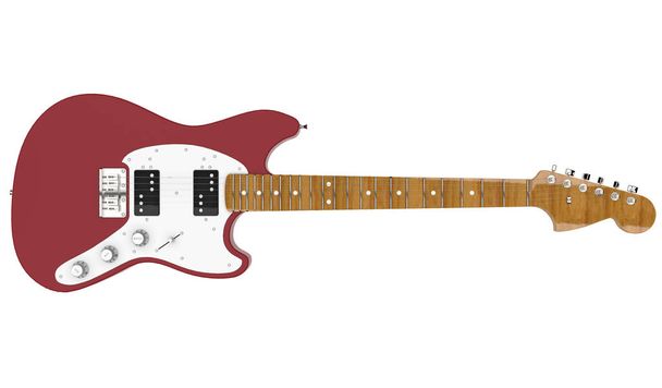 Красная гитара 3D реалистичный рендеринг на белом фоне
 - Фото, изображение