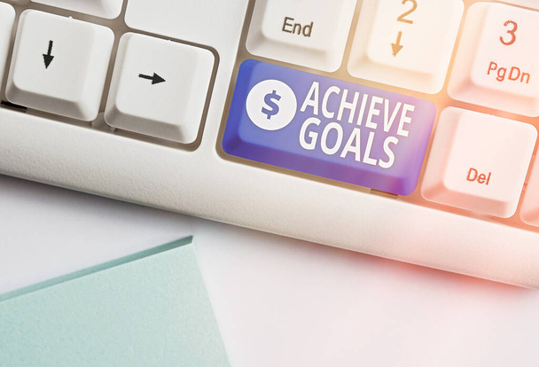 Writing note showing Achieve Goals. Business photo showcasing Results oriented Reach Target Effective Planning Succeed. - Fotoğraf, Görsel