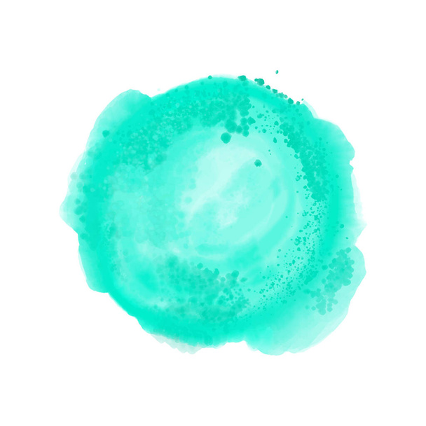 Watercolor turquoise splash round element - Vector, Image