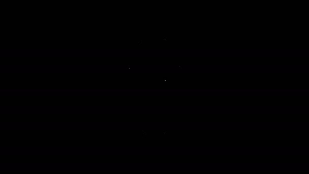 Línea blanca Coffin con icono de cruz cristiana aislado sobre fondo negro. Feliz fiesta de Halloween. Animación gráfica de vídeo 4K - Imágenes, Vídeo