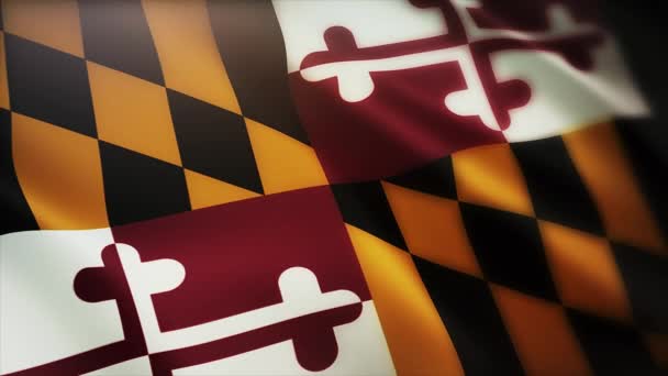 4k Maryland σημαία κράτους στις Ηνωμένες Πολιτείες Αμερικής, υφασμάτινη υφή βρόχο φόντο. - Πλάνα, βίντεο