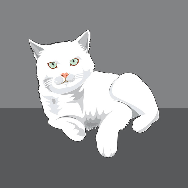 現実的な白い猫の漫画   - ベクター画像