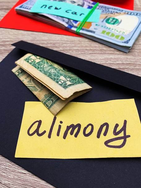 Concept of paying alimony, stack of money on the table - Photo, Image
