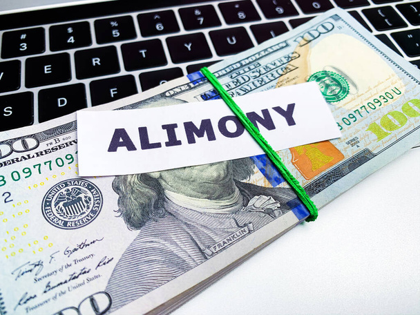 Concept of paying alimony, stack of money on the table - Фото, зображення