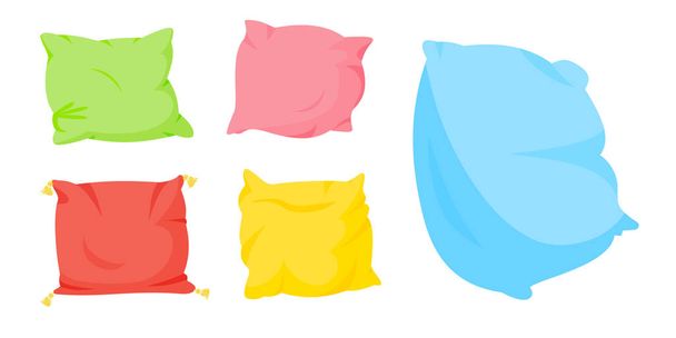 Juego de dibujos animados planos de almohada de colores Vector aislado
 - Vector, Imagen