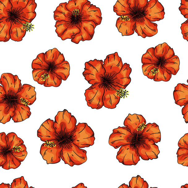 hibiscus flowers seamless pattern background. Tender flowers. - Vector, Image