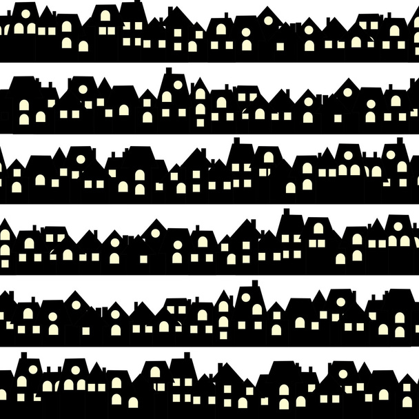 Background with black doodle houses - Fotoğraf, Görsel