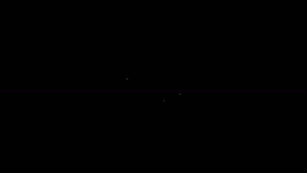 Biała linia Łańcuch link ikona izolowana na czarnym tle. Połączenie pojedyncze. 4K Animacja graficzna ruchu wideo - Materiał filmowy, wideo