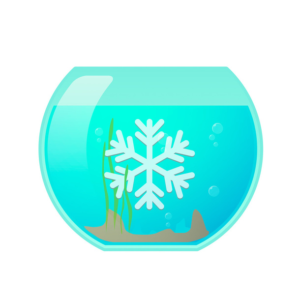 Fishbowl met een sneeuwvlok - Vector, afbeelding