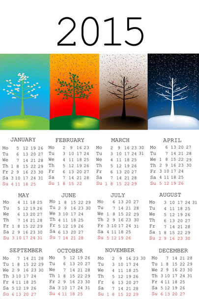 2015 kalendář s roční období - Fotografie, Obrázek