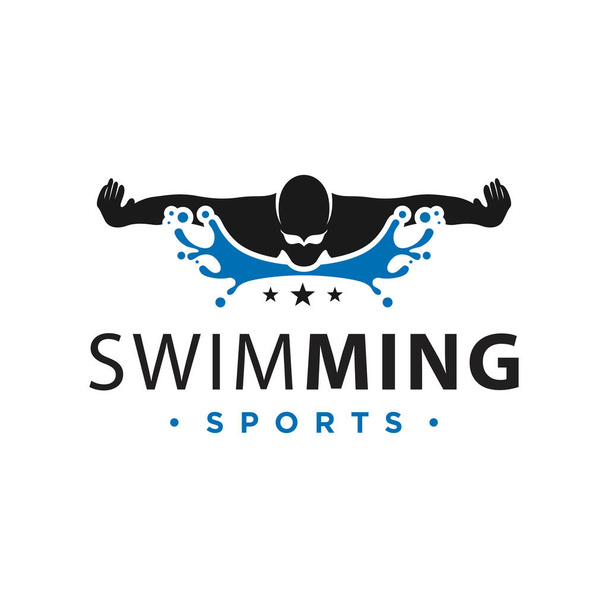 水上スポーツで泳ぐベクターロゴデザイン - ベクター画像
