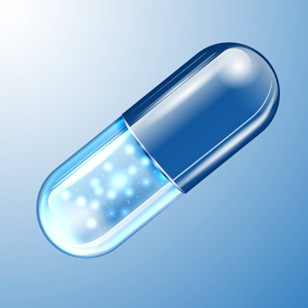 life-giving sparks in the capsule. Blue pill - Vector, imagen