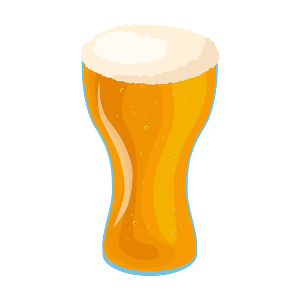 Icono de vector de cerveza de vidrio. Icono de vector de dibujos animados aislado en cerveza de vidrio de fondo blanco
. - Vector, Imagen