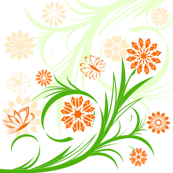 Floral ornament on white background - Vecteur, image