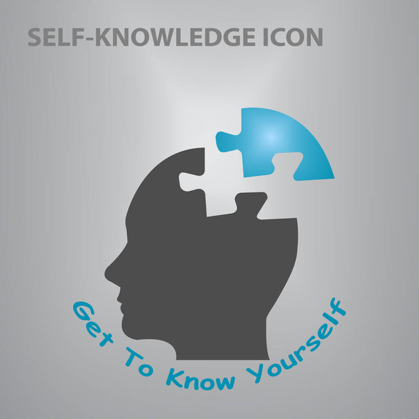 Silueta hlavičky puzzle muže ukazující Get To Know Yourself koncept vektor. - Vektor, obrázek