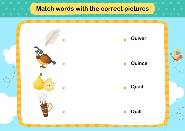 Match words with the correct pictures illustration, vector - Vector, Image