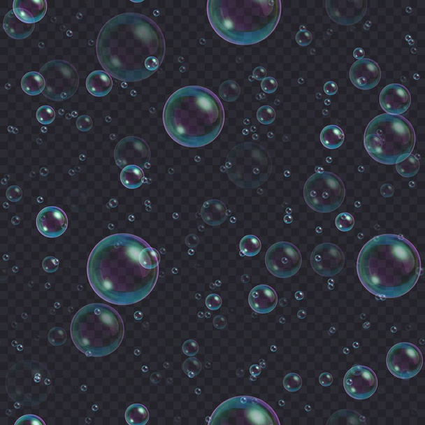 Burbujas de jabón fondo sin costuras. Champú flotante abstracto, patrón de espuma de baño
. - Vector, imagen