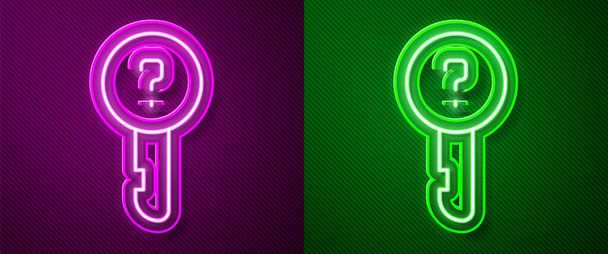 Ligne lumineuse néon Icône clé indéfinie isolée sur fond violet et vert. Illustration vectorielle
 - Vecteur, image