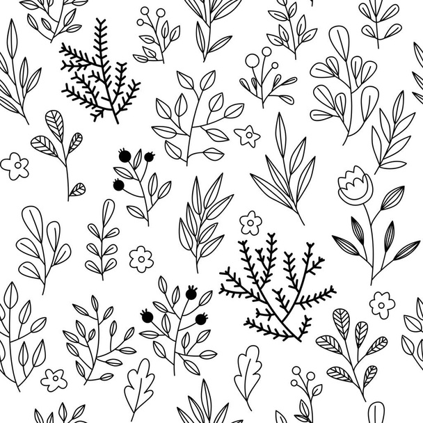 Texture with flowers and plants. Floral ornament. Original flowers pattern. - Vektor, Bild