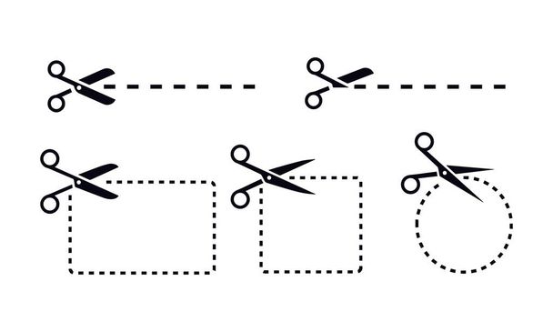 Tijeras con líneas de corte diseño vectorial
  - Vector, imagen