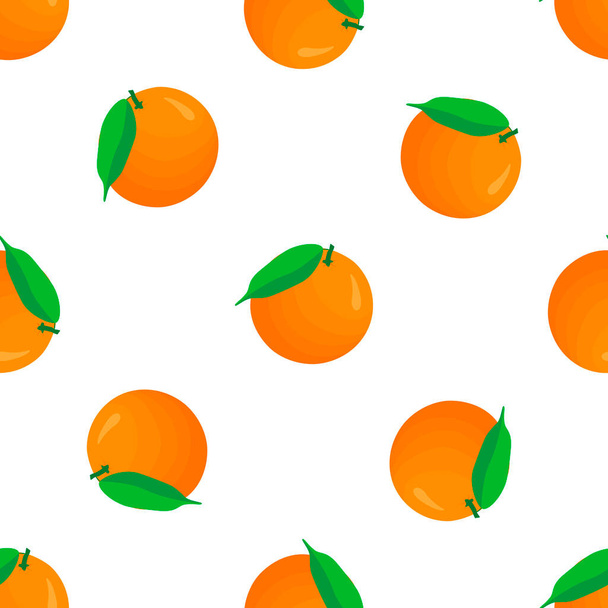 Ilustración sobre tema de color grande sin costura naranja, patrón de fruta brillante para el sello. Patrón de fruta que consiste en hermosa naranja repetición sin costura. Fruta de patrón colorido simple de naranja sin costura
. - Vector, imagen