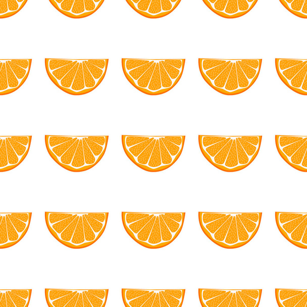 Ilustración sobre tema de color grande sin costura naranja, patrón de fruta brillante para el sello. Patrón de fruta que consiste en hermosa naranja repetición sin costura. Fruta de patrón colorido simple de naranja sin costura
. - Vector, imagen