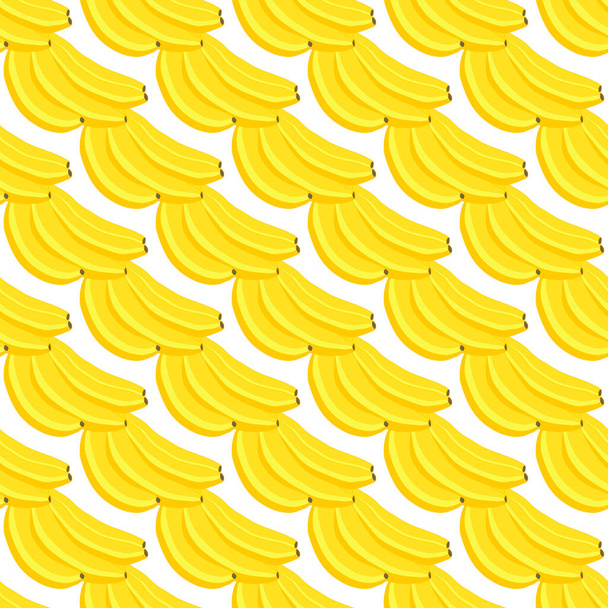 Illustration zum Thema große farbige nahtlose Banane, helles Fruchtmuster für Siegel. Fruchtmuster, bestehend aus schönen nahtlosen wiederholen Banane. Einfache bunte Musterfrucht aus nahtloser Banane. - Vektor, Bild
