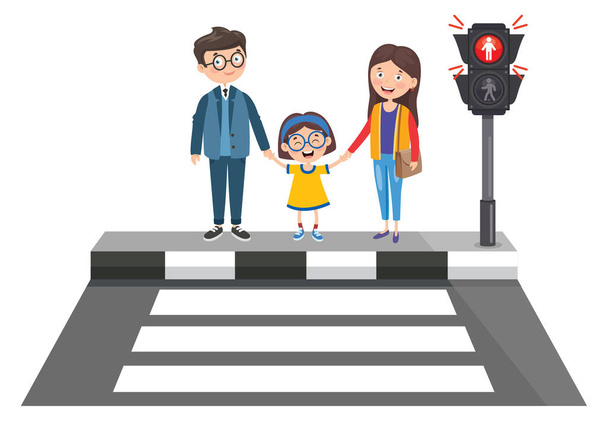 Traffic Concept With Funny Characters - Vector, Image
