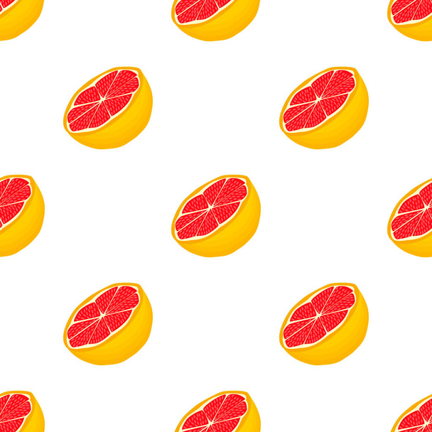 Illustratie op thema grote gekleurde naadloze grapefruit, helder fruitpatroon voor zeehond. Fruit patroon bestaande uit mooie naadloze herhaling grapefruit. Eenvoudig patroonfruit van naadloze grapefruit. - Vector, afbeelding