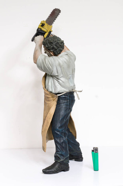 london, england, 05/05/2018 Texas chainsaw massacre large 18 inch collectable action figure. Leatherfac - Photo, Image