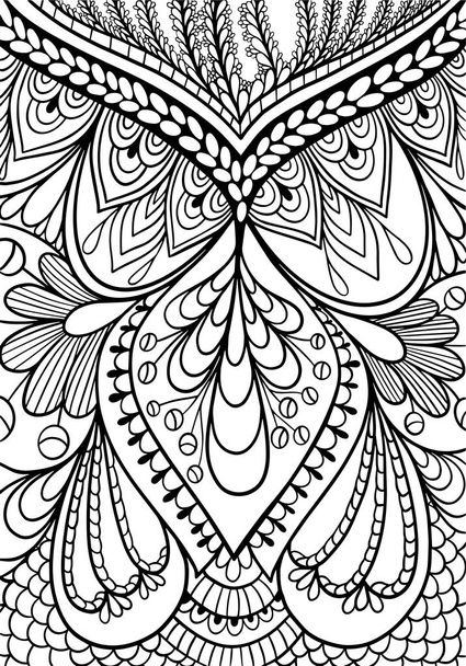  ozdoba omalovánky antistresový vektor obrys tah retro doodle černé a bílé pozadí abstraktní monochromatické dětské a dospělé stránky - Vektor, obrázek