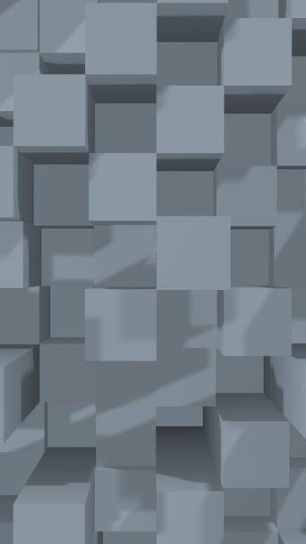 Fondo geométrico abstracto gris elegante cubo. Barras rectangulares caóticamente avanzadas. Renderizado 3D, ilustración 3D - Foto, Imagen