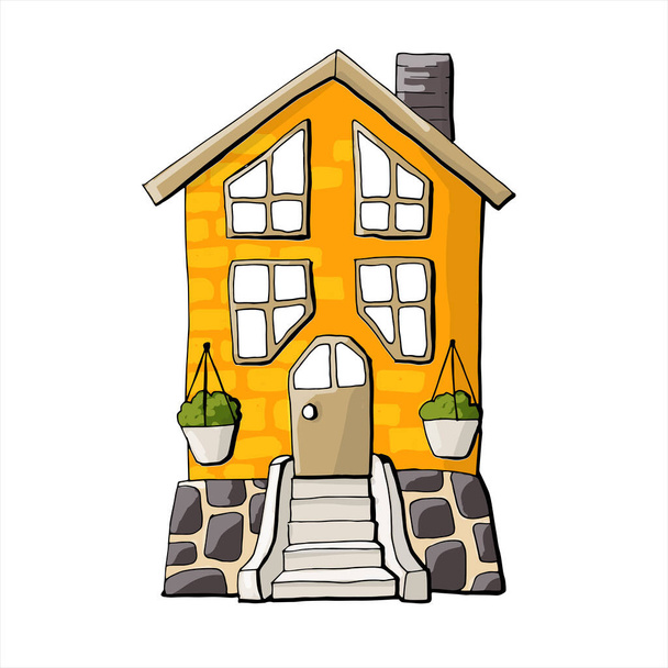 Vector εικονογράφηση σπίτι εξωτερικό σε στυλ γελοιογραφία - Διάνυσμα, εικόνα