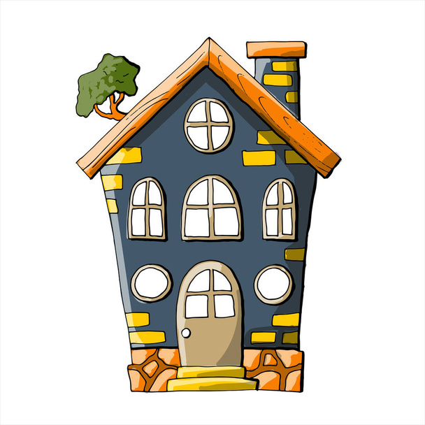 Wektor ilustracji domu na zewnątrz w stylu kreskówki - Wektor, obraz