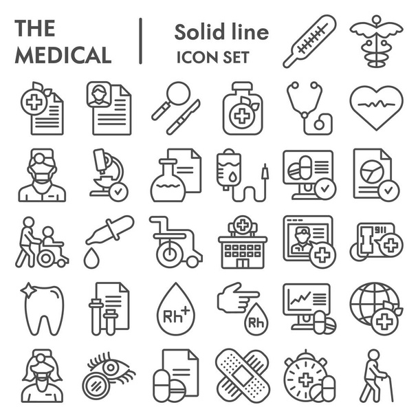 Ensemble d'icônes de ligne médicale, collection de symboles de soins de santé, croquis vectoriels, illustrations de logo, pictogrammes linéaires isolés sur fond blanc, eps 10
. - Vecteur, image