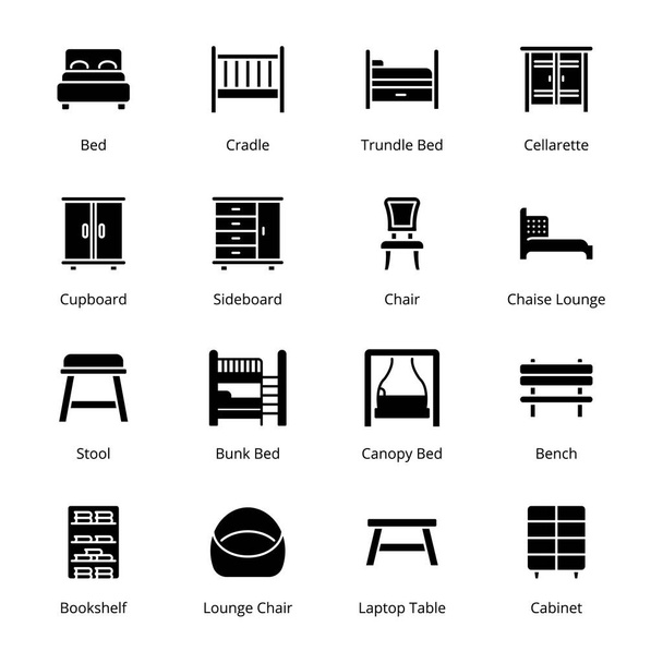 Furniture glyph Icons - Vectors - Vector, Image