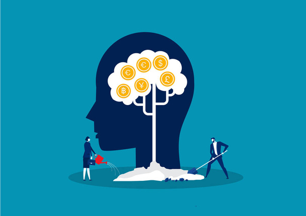 árvore do dinheiro, crescimento de renda metáfora conceito de investimento de sucesso
 - Vetor, Imagem