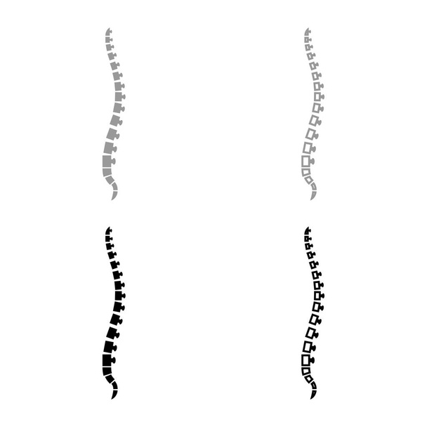 Espina dorsal humana Espinal Vista lateral Vértebras Vértebras dorsales icono esquema conjunto negro gris color vector ilustración plano estilo simple imagen
 - Vector, imagen