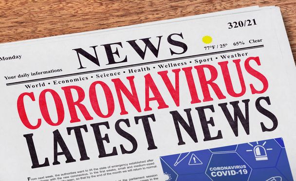 Coronavirus latest news headline on newspaper - Photo, Image