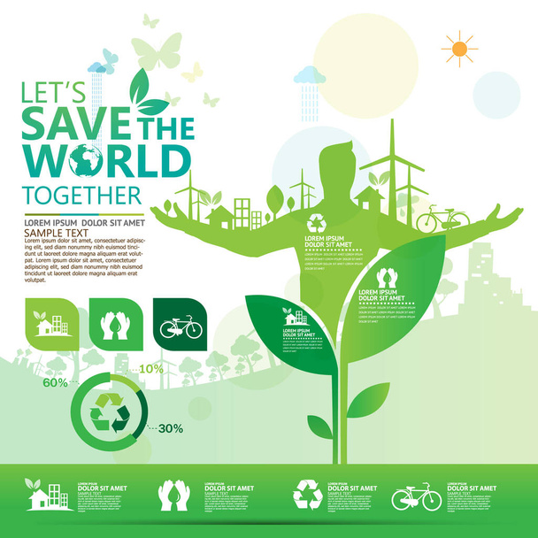 Medio ambiente. Salvemos el mundo juntos
  - Vector, imagen