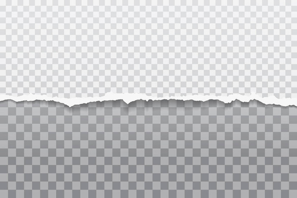 Stück zerrissenes, gerissenes horizontales weißes Papier mit sanftem Schatten auf quadratischem Hintergrund für Text. Vektorillustration - Vektor, Bild