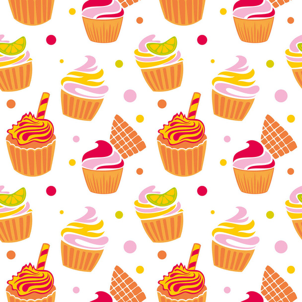 Vector pattern with cake, seamless texture - Διάνυσμα, εικόνα