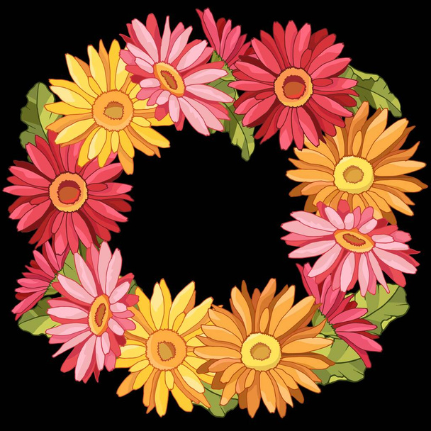 Kranz mit Gerbera-Blüten, Vektorillustration für unterschiedliche Gestaltung - Vektor, Bild