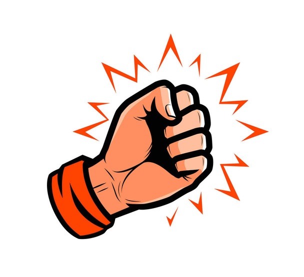 Strong punch. Fist, fight, power vector illustration isolated on white background - Vector, afbeelding