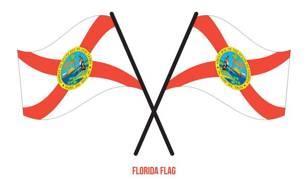 Dos cruzados ondeando la bandera de Florida sobre fondo blanco aislado. Estados Unidos (USA) Bandera Vector Illustration
. - Vector, Imagen