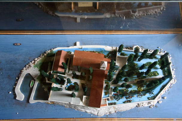 Model of the island of Saint George, in the bay of Kotor in the Adriatic, Montenegro, Europe. - Photo, Image