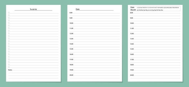 Vector realistic daily planner set isolated on white - Вектор, зображення