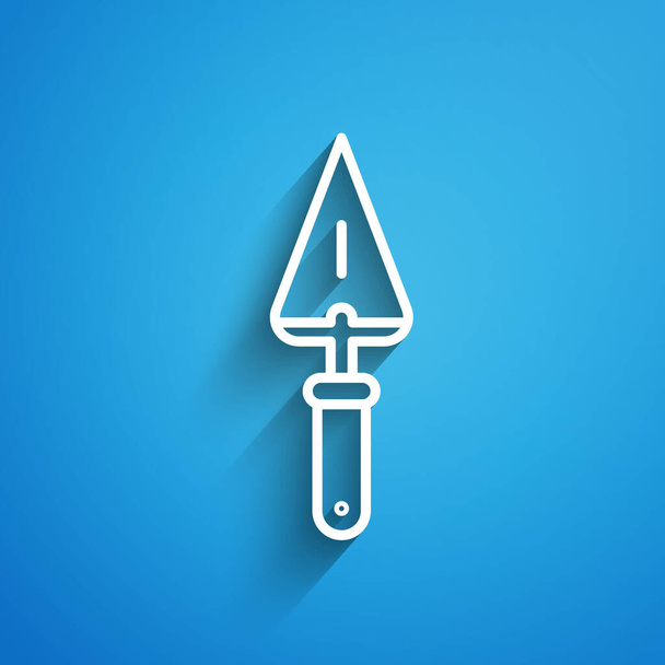 White line Trowel icon isolated on blue background. Long shadow. Vector Illustration - Vector, Image