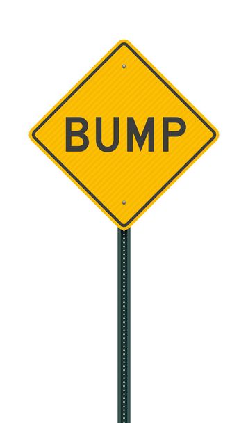 Vector illustration of the Bump Yellow Diamond road sign on metallic post - Vector, Image