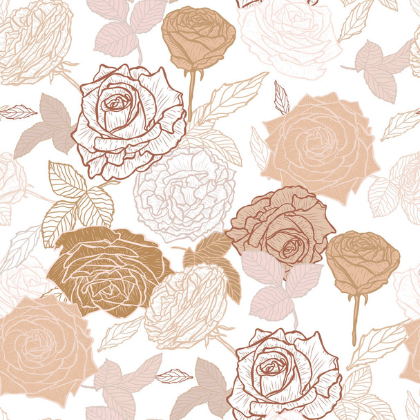 Elegant seamless pattern with rose flowers, design elements. Floral  pattern for invitations, cards, print, gift wrap, manufacturing, textile, fabric, wallpapers - Vettoriali, immagini
